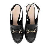 Gucci Guccissima Leather Horsebit Platform Slingback Loafer Pumps - Size 8 / 38