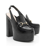 Gucci Guccissima Leather Horsebit Platform Slingback Loafer Pumps - Size 8 / 38