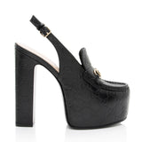 Gucci Guccissima Leather Horsebit Platform Slingback Loafer Pumps - Size 8 / 38