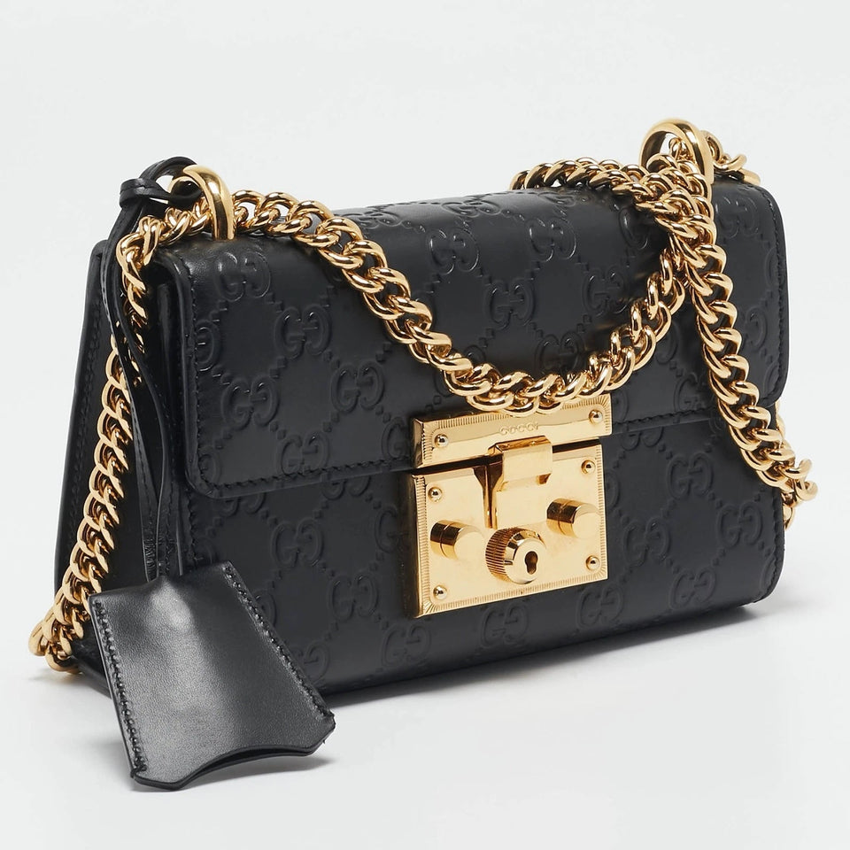 Gucci GucciSSIMA LEATHER SMALL PADLOCK SHOULDER BAG