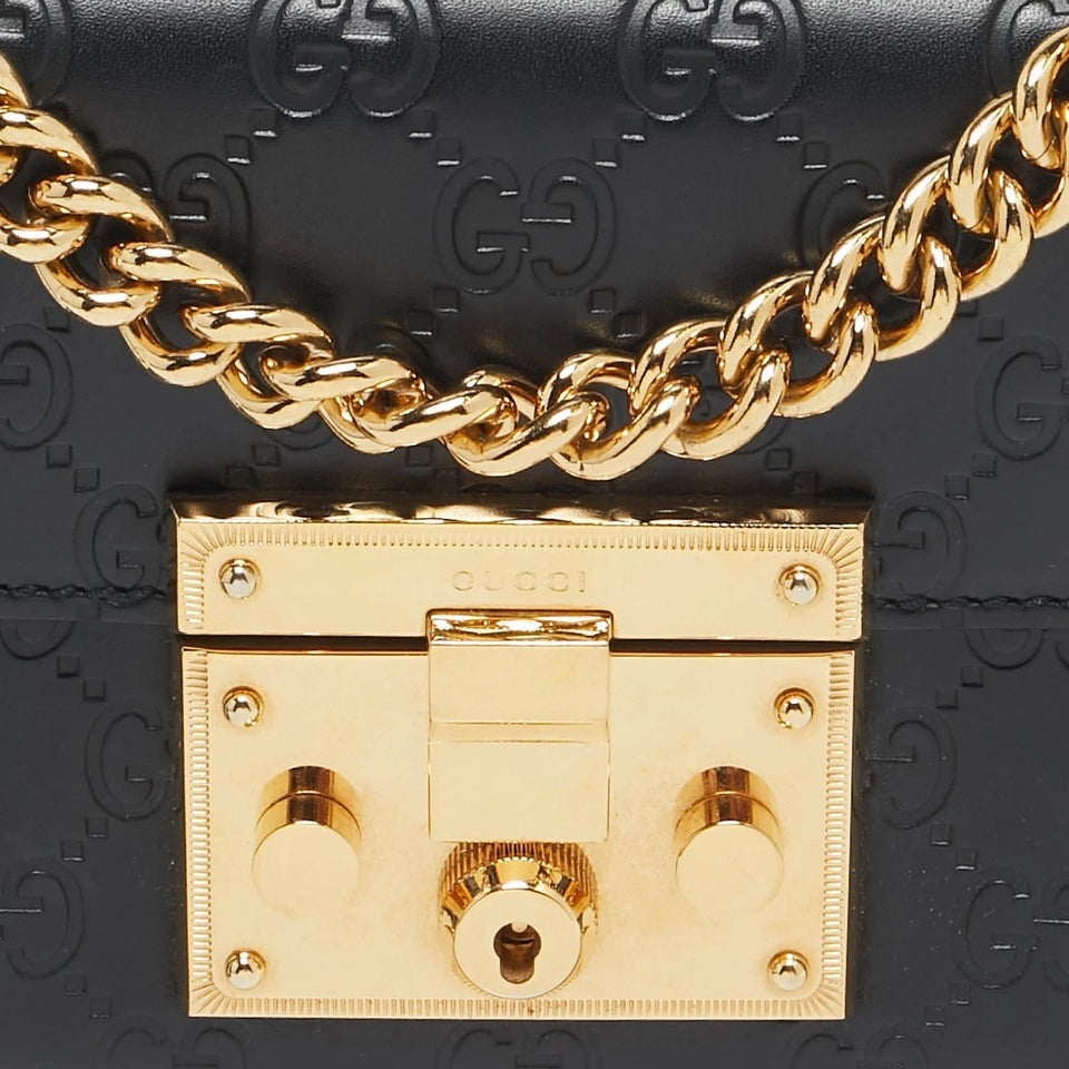 Gucci GucciSSIMA LEATHER SMALL PADLOCK SHOULDER BAG