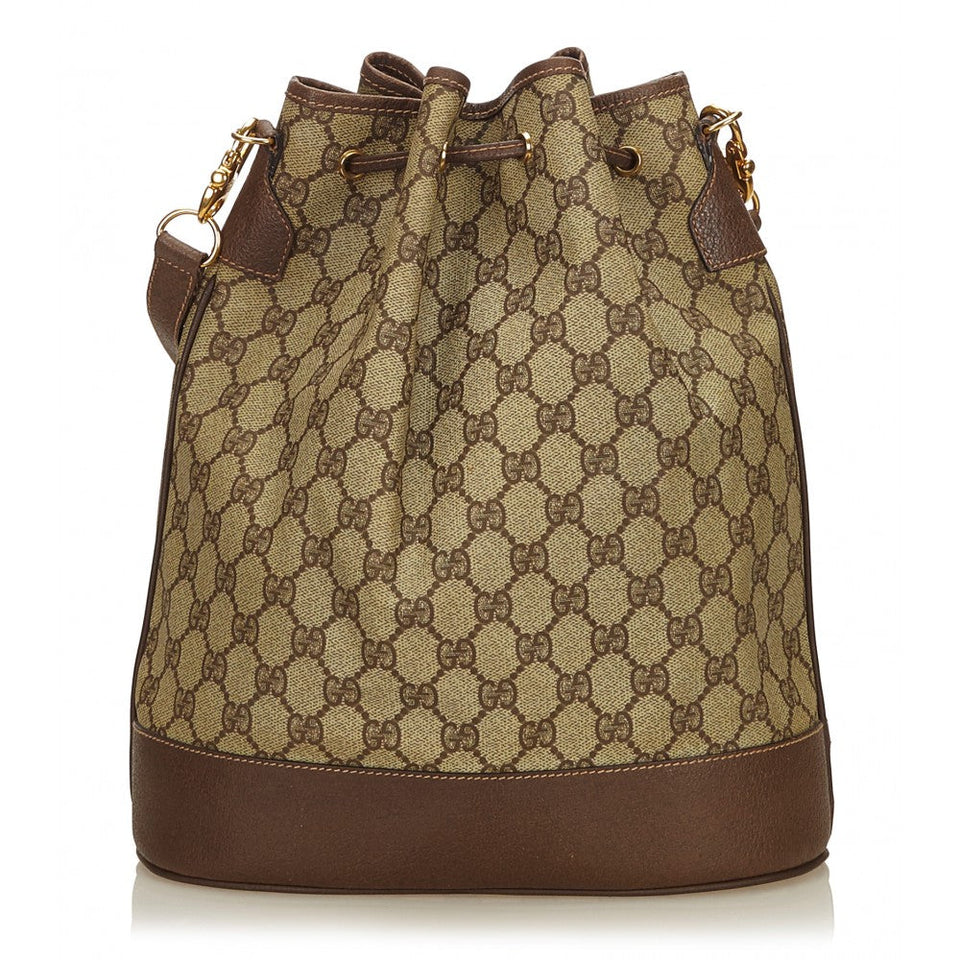 Gucci VINTAGE GucciSSIMA WEB DRAWSTRING BUCKET BAG