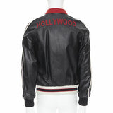 Gucci HOLLYWOOD EMBROIDERY WEB LEATHER JACKET