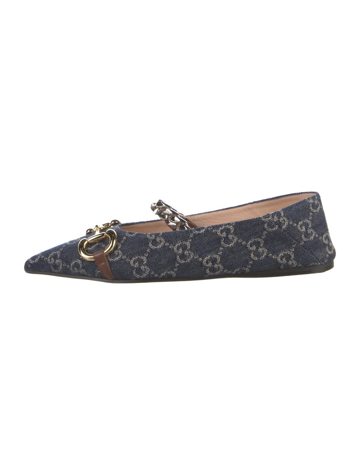 Gucci DENIM HORSEBIT BALLET FLATS