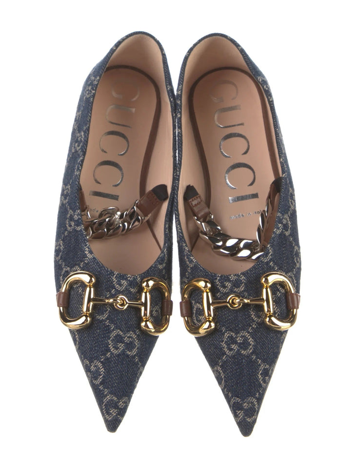 Gucci DENIM HORSEBIT BALLET FLATS