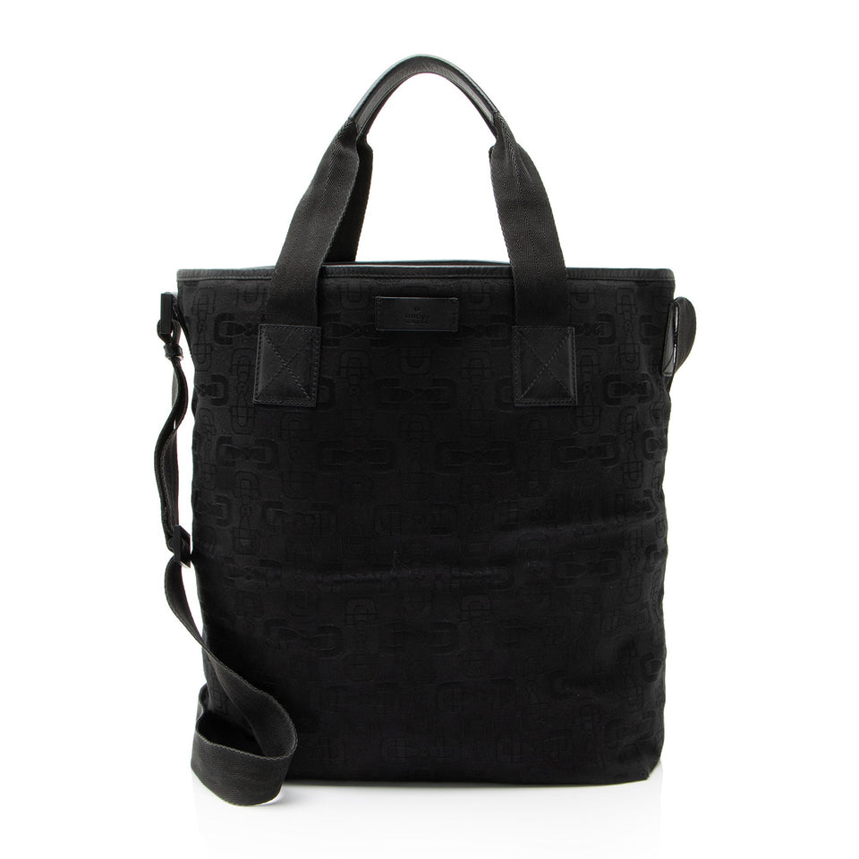 Gucci Horsebit Canvas Tall Tote