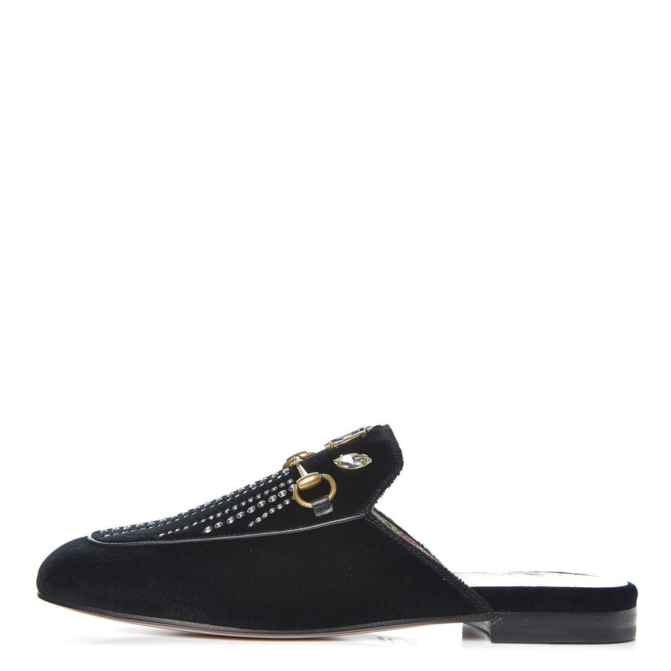Gucci HORSEBIT PRINCETOWN CRYSTAL EMBELLISHED VELVET MULES