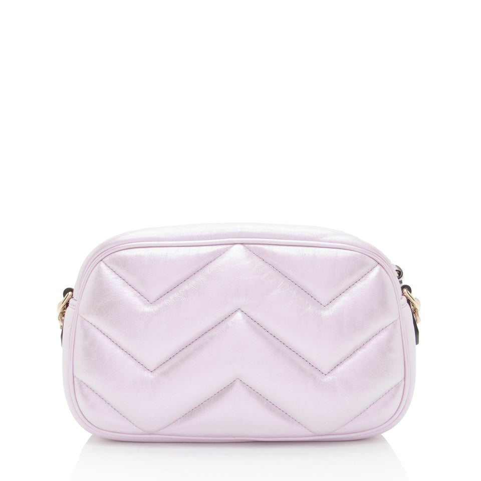 Gucci Matelasse Padded Iridescent Leather GG Marmont Small Camera Bag