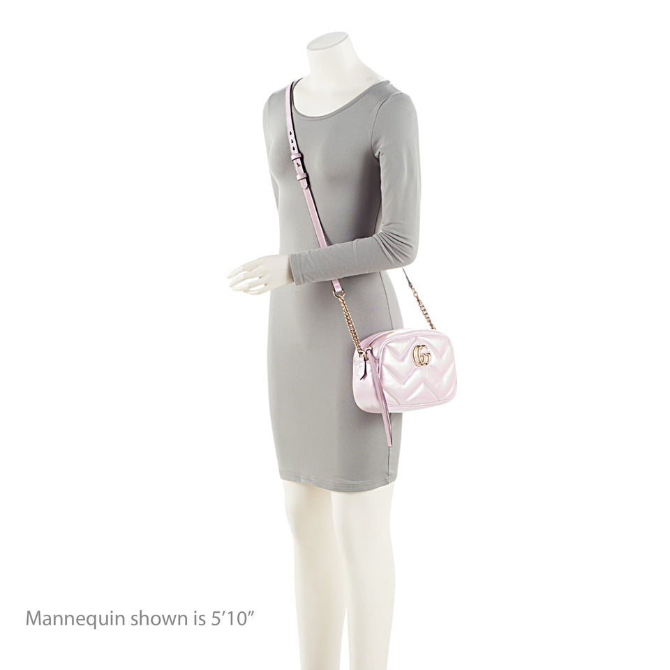 Gucci Matelasse Padded Iridescent Leather GG Marmont Small Camera Bag