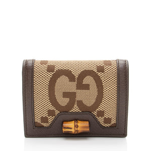 Gucci Jumbo GG Canvas Bamboo Diana Compact Wallet
