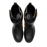 Gucci Jumbo GG Canvas Leather GG Marmont Combat Boots - Size 8.5 / 38.5