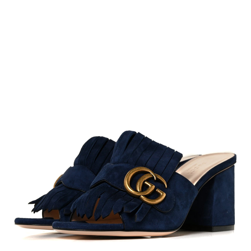 Gucci KID SCAMOSCIATO GG MARMONT FRINGE SANDAL