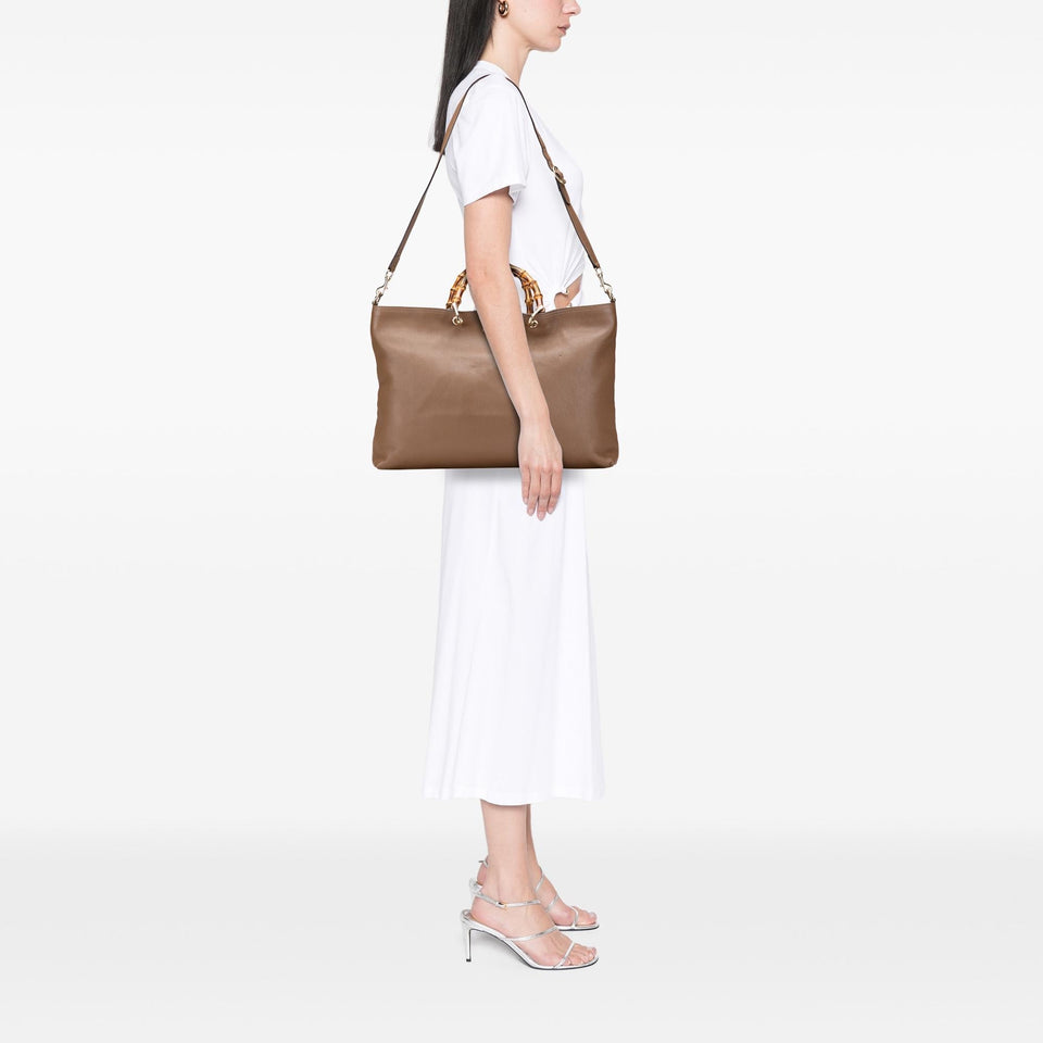 Gucci Large Calfskin Bamboo Shopper Satchel