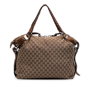 Gucci Large GG Canvas Bamboo Bar Tote