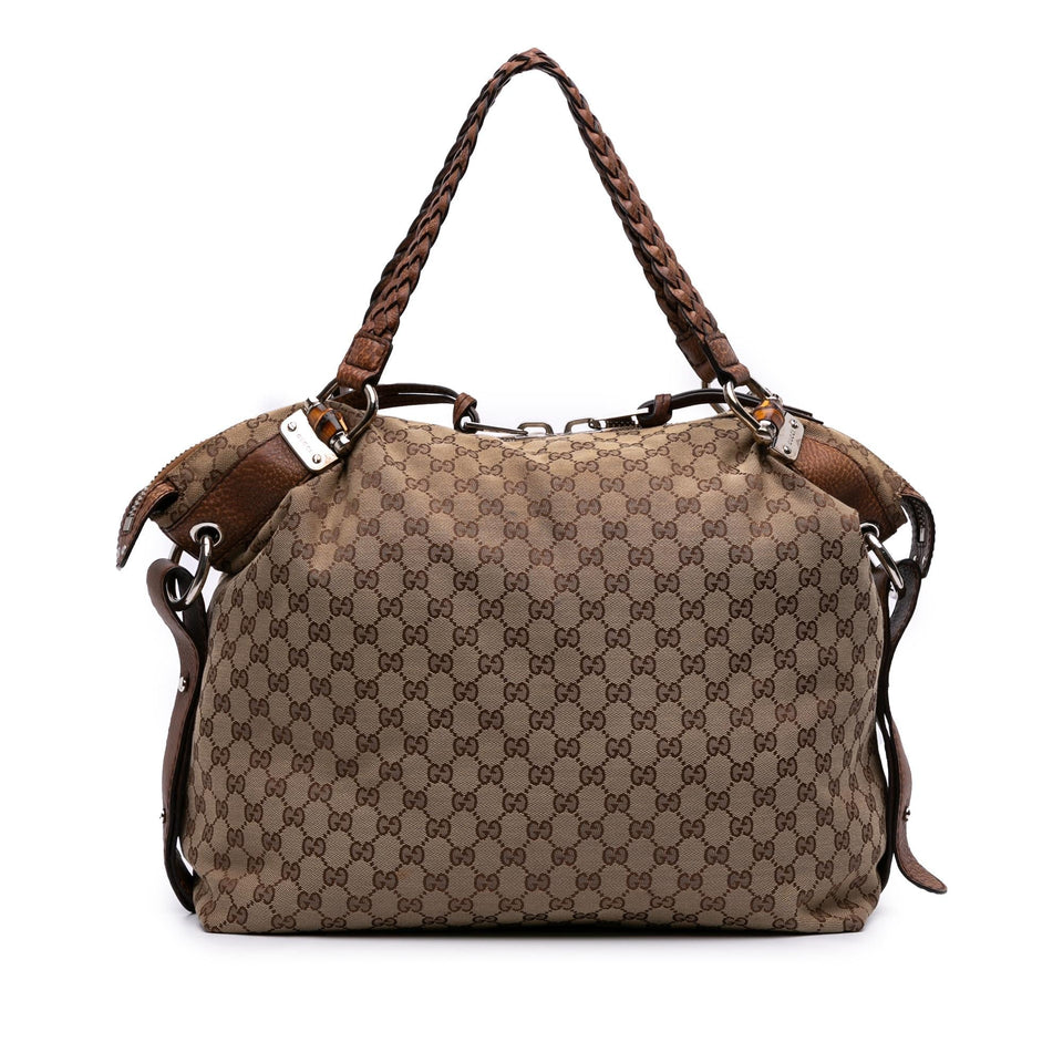 Gucci Large GG Canvas Bamboo Bar Tote