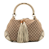Gucci Large GG Canvas Bamboo Indy Hobo