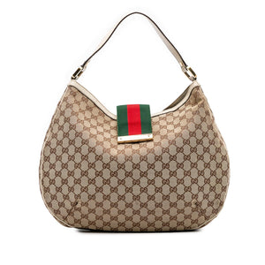 Gucci Large GG Canvas Web New Ladies Hobo