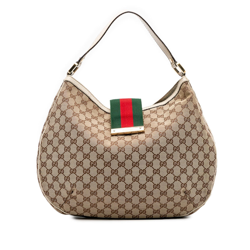 Gucci Large GG Canvas Web New Ladies Hobo