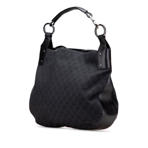 Gucci Large GG Denim Horsebit Classic Ring Hobo