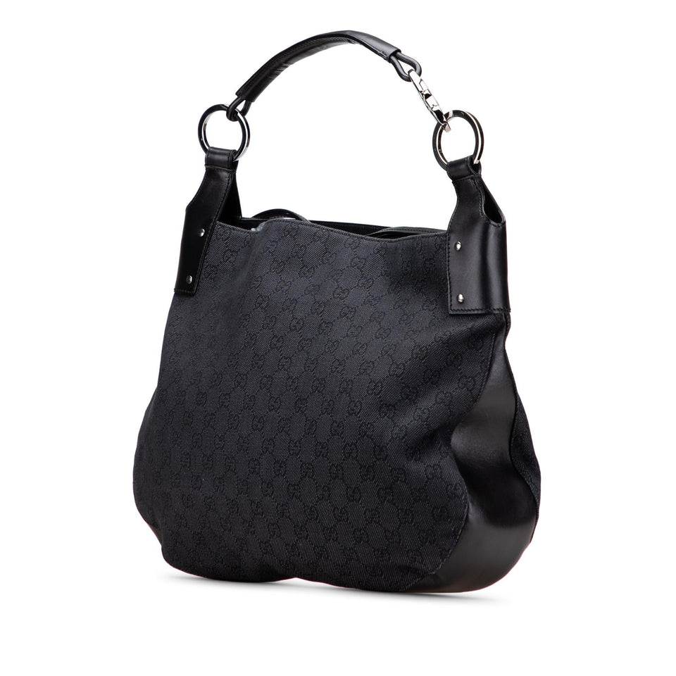 Gucci Large GG Denim Horsebit Classic Ring Hobo