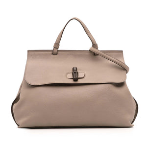 Gucci Large Leather Bamboo Daily Satchel