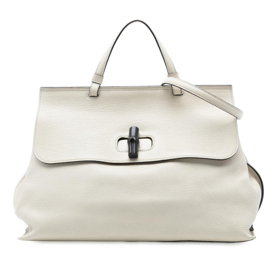 Gucci Large Leather Bamboo Daily Satchel
