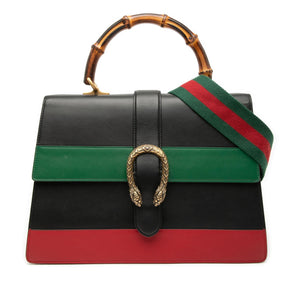 Gucci Large Leather Bamboo Dionysus Web Satchel