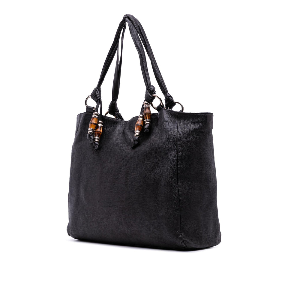 Gucci Large Pebbled Calfskin Bamboo Jungle Convertible Tote
