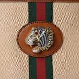 Gucci LARGE RAJHA WEB TIGER CANVAS LEATHER TOTE BAG