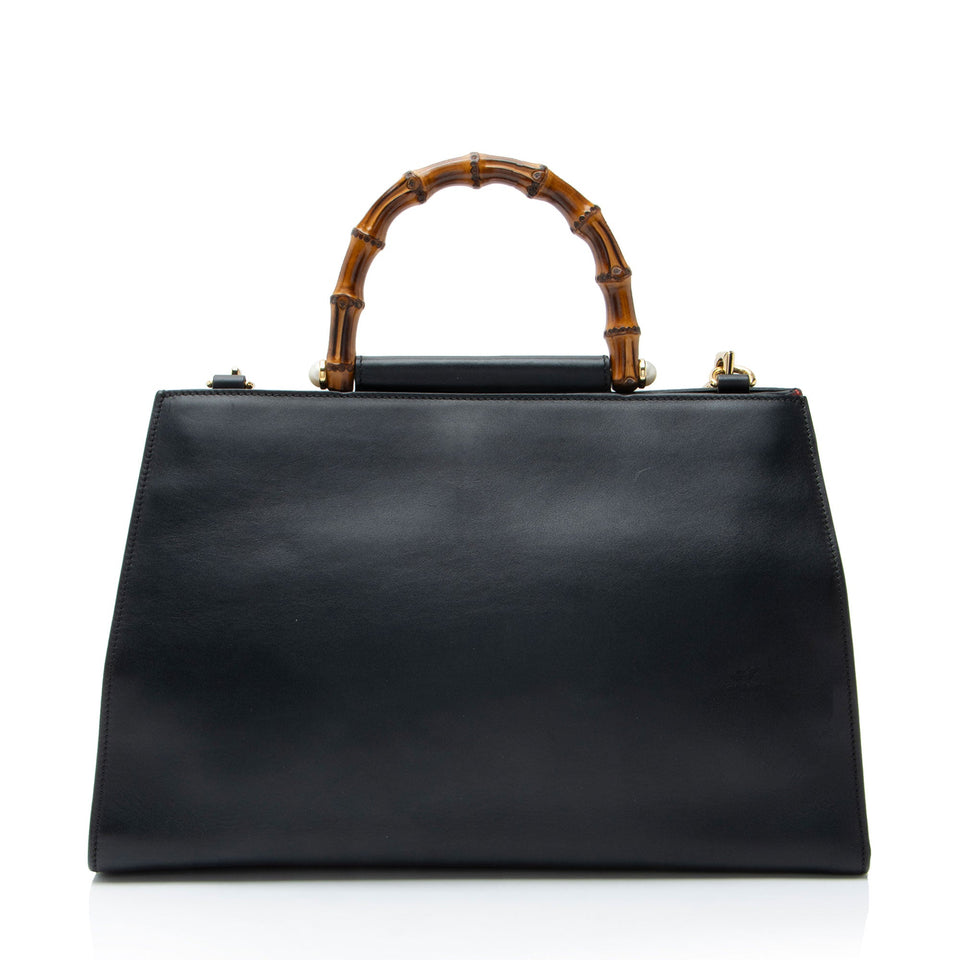 Gucci Leather Bamboo Nymphaea Medium Top Handle