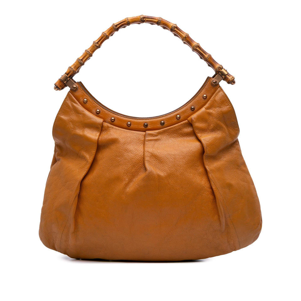 Gucci Leather Bamboo Studded Hobo