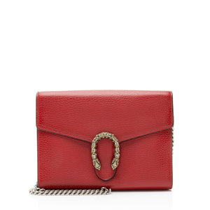 Gucci Leather Crystal Dionysus Chain Wallet