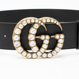 Gucci Leather Crystal GG Belt - Size 34 / 85