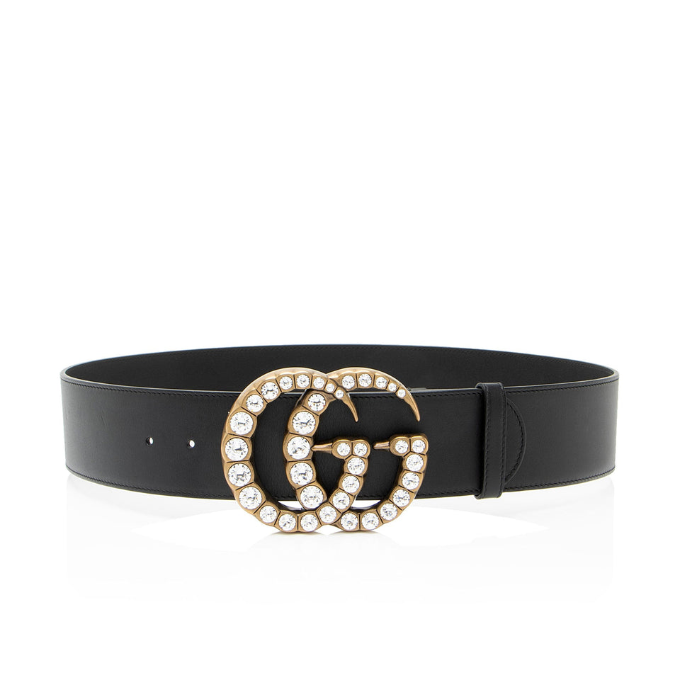 Gucci Leather Crystal GG Belt - Size 34 / 85