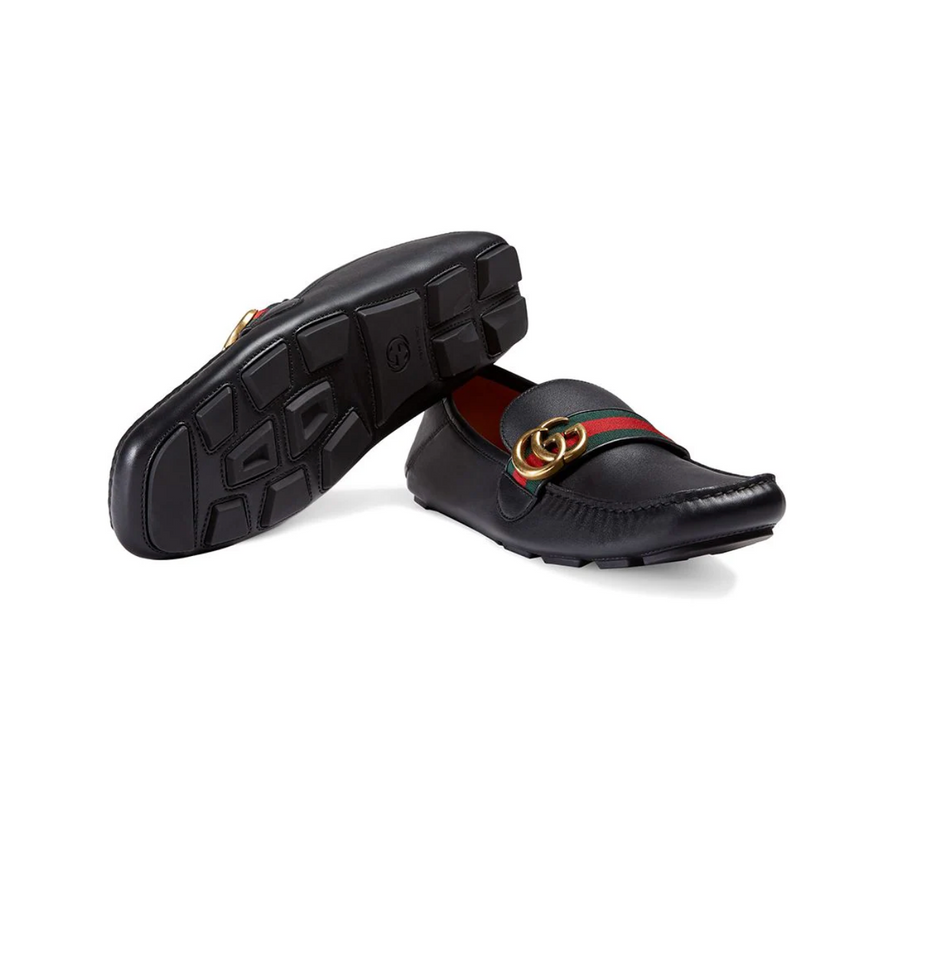 Gucci LEATHER DRIVER WEB SHOES