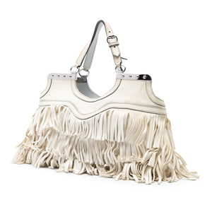 Gucci Leather Fringe Bamboo Tassel Shoulder Bag