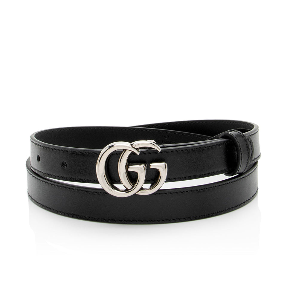 Gucci Leather GG Marmont Slim Belt - Size 34 / 85