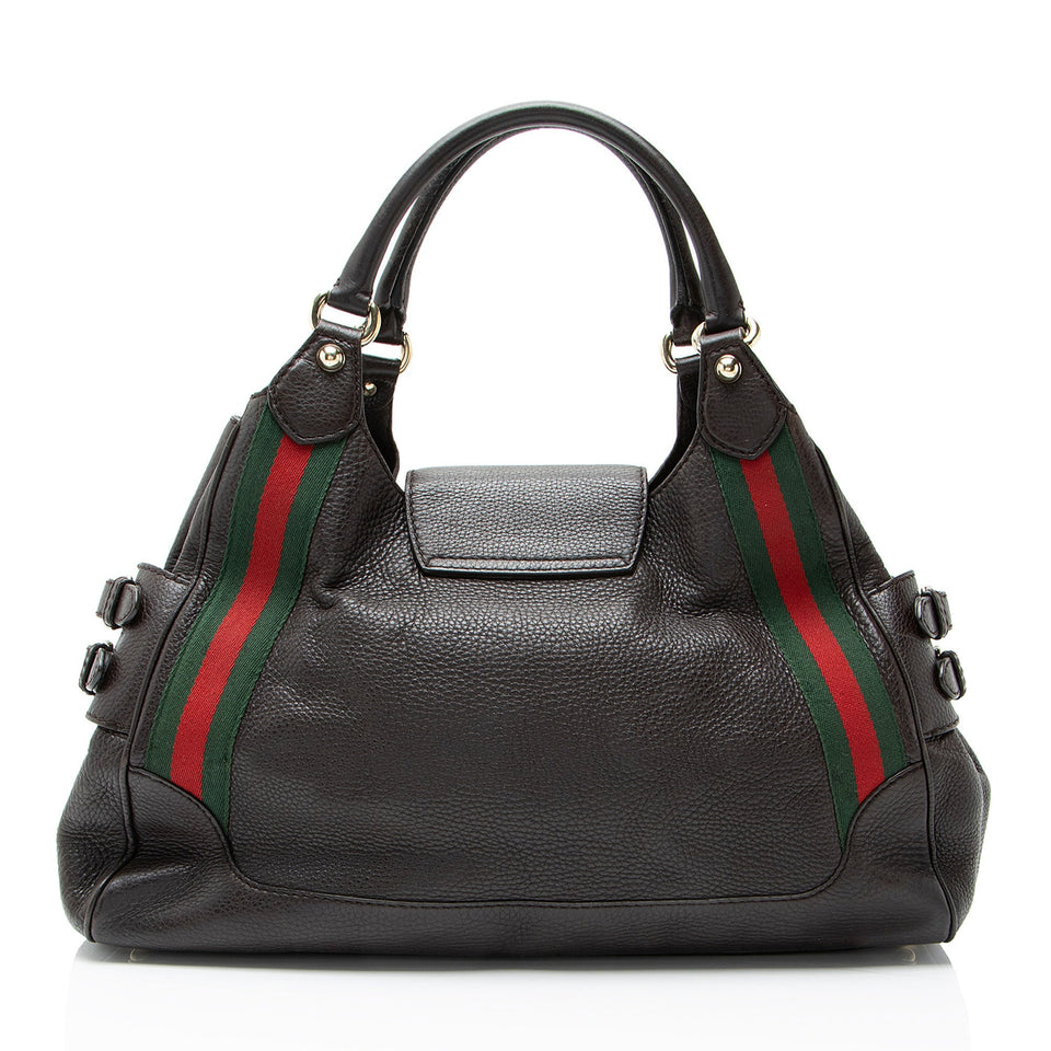 Gucci Leather Heritage Web Buckle Medium Satchel