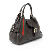 Gucci Leather Heritage Web Buckle Medium Satchel