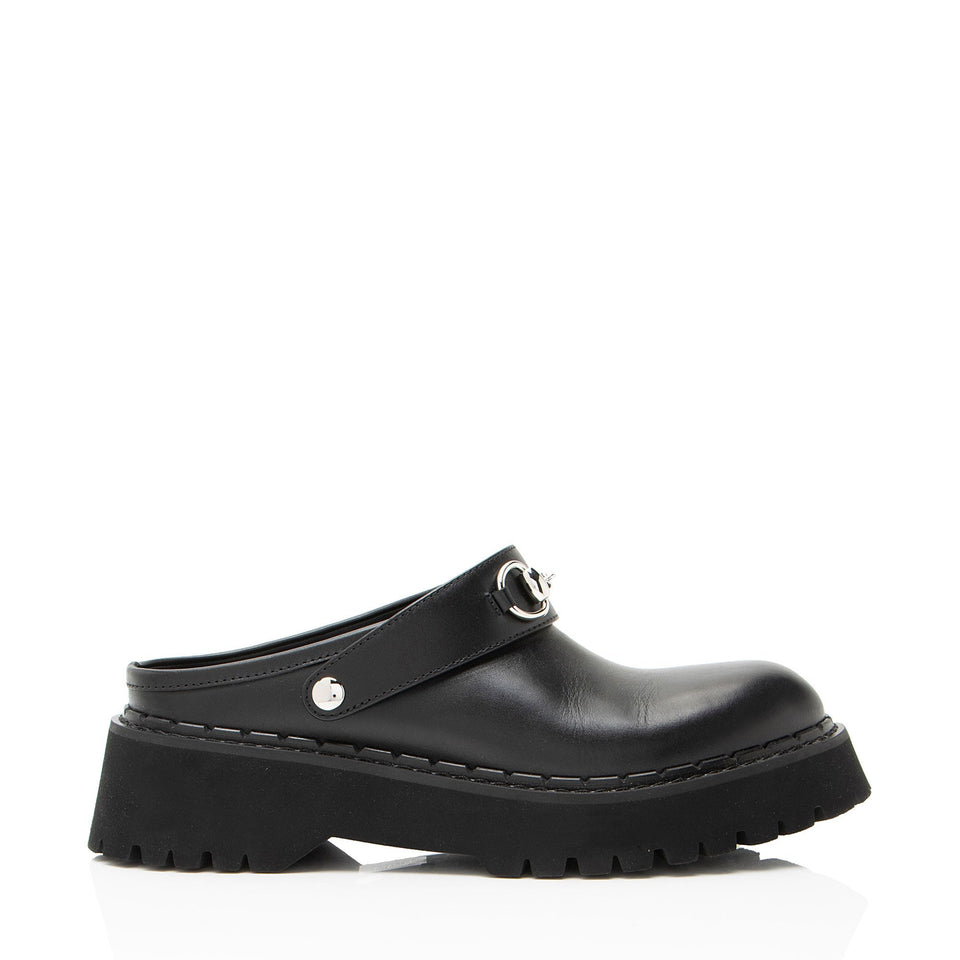 Gucci Leather Horsebit Loafer Mules - Size 9.5 / 39.5