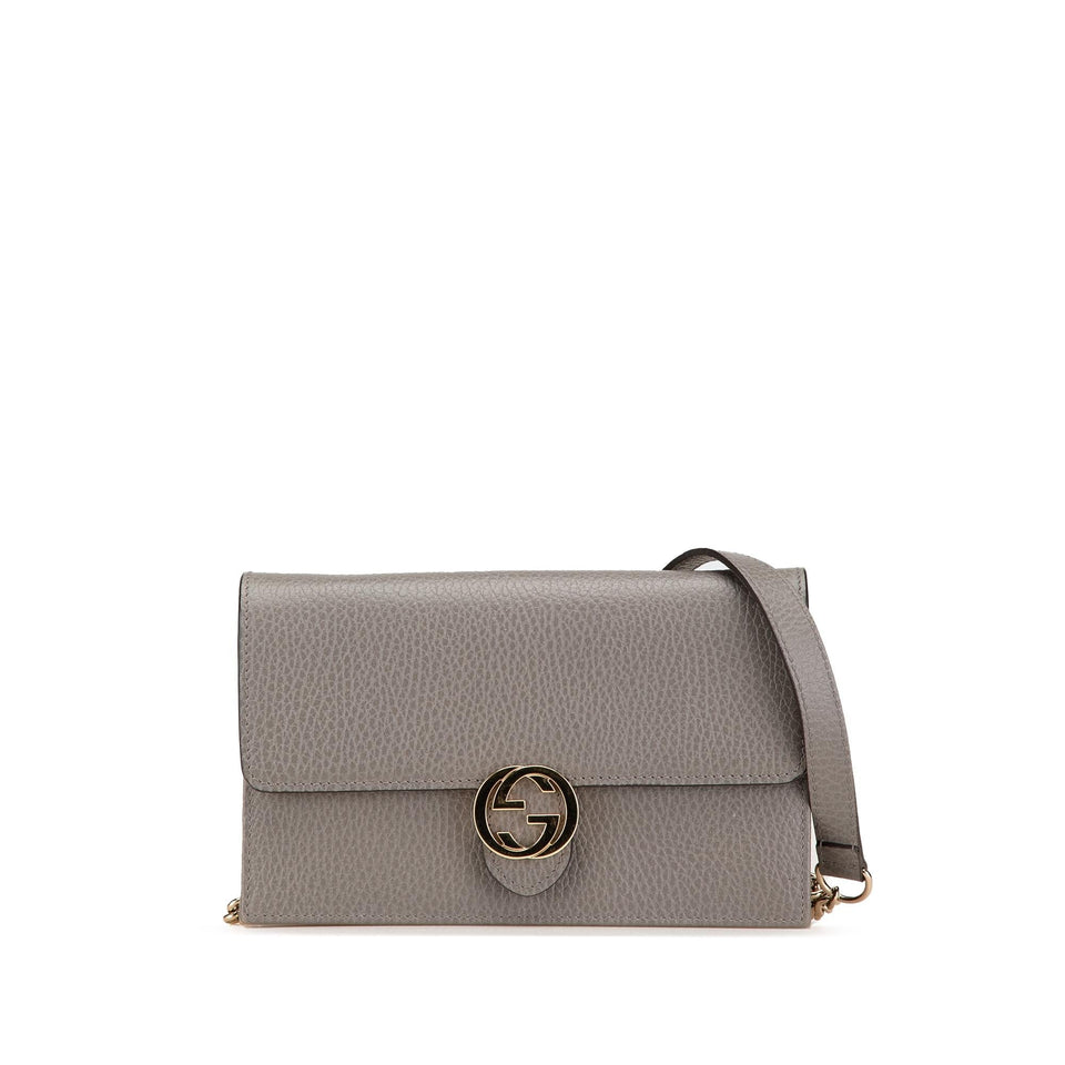 Gucci Leather Interlocking G Dollar Wallet on Chain