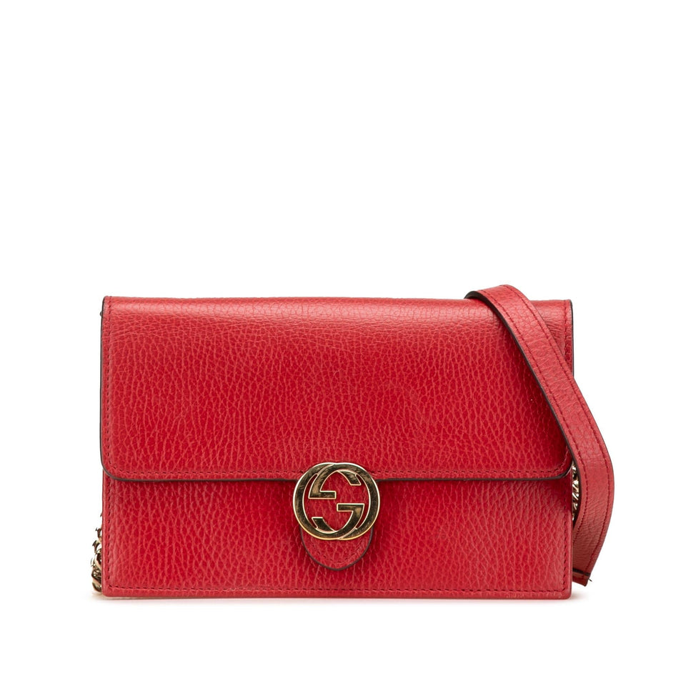 Gucci Leather Interlocking G Dollar Wallet on Chain