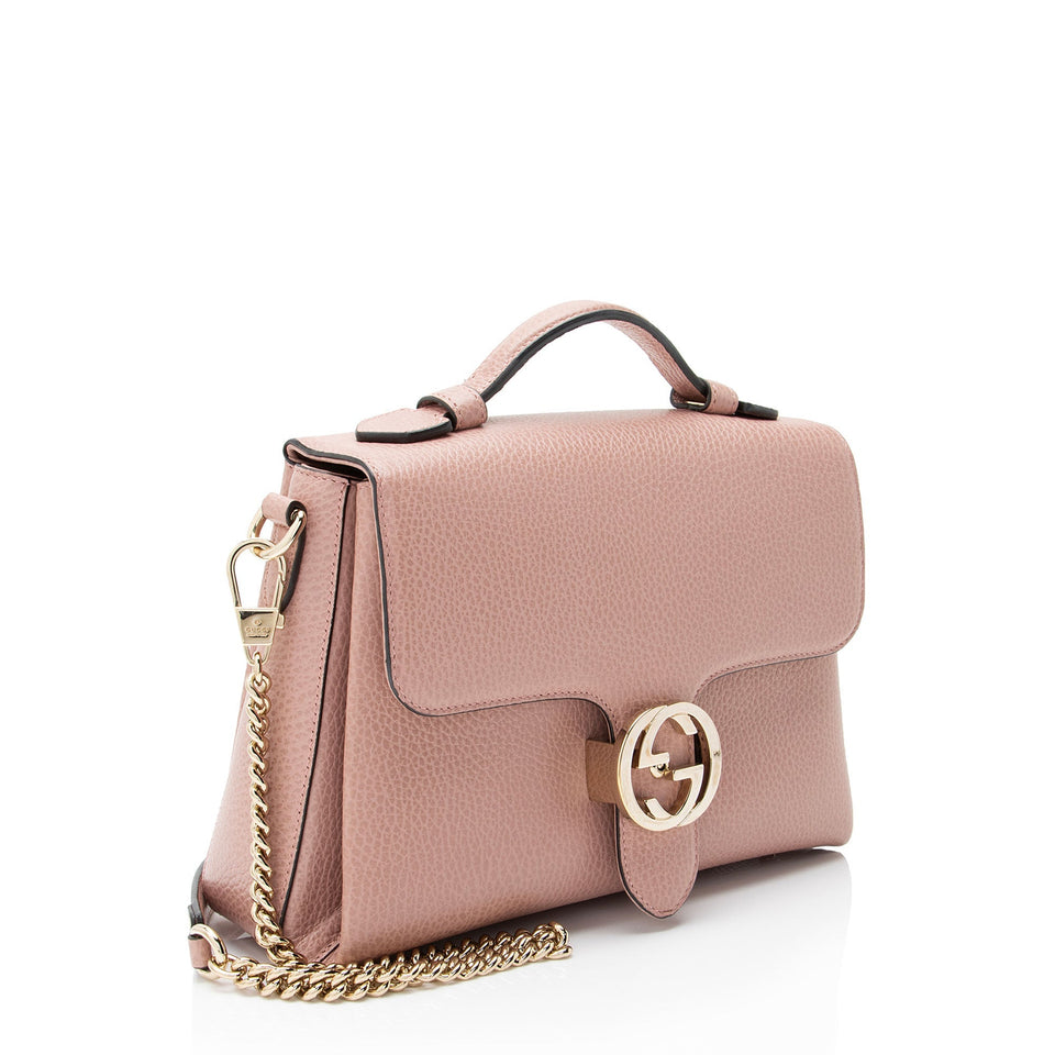 Gucci Leather Interlocking G Small Top Handle