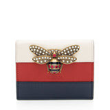 Gucci Leather Queen Margaret Bee Card Case