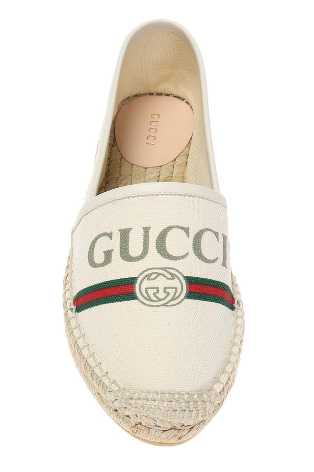 Gucci GG LOGO WEB LEATHER TRIMMED CANVAS ESPADRILLES