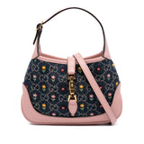 Gucci Limited Edition Mini GG Denim Embroidered Floral Jackie 1961 Crossbody