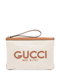 Gucci LOGO PRINT CANVAS & LEATHER CLUTCH WRISTLET