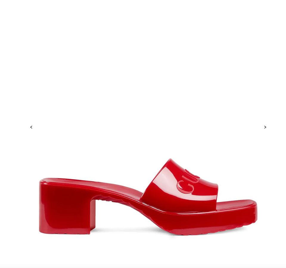 Gucci LOGO RUBBER PLATFORM SLIDE SANDALS