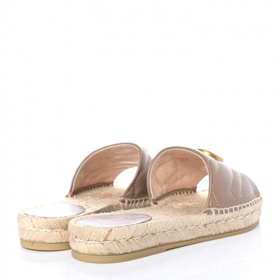 Gucci Nappa Matelasse GG Marmont Espadrille Slide Sandals