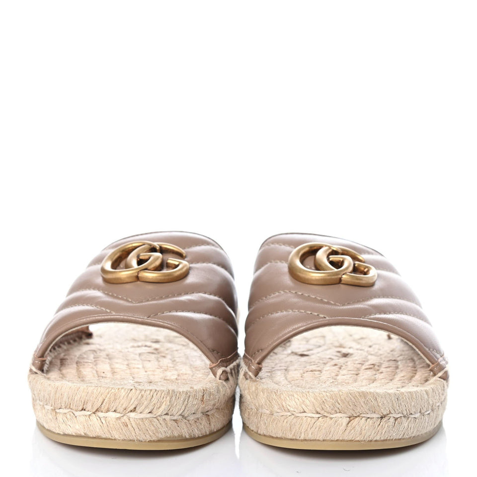 Gucci Nappa Matelasse GG Marmont Espadrille Slide Sandals